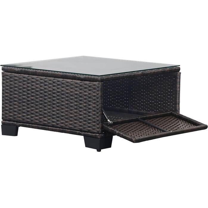 6-Piece PE Rattan Patio Sectional Set, Weather-Resistant Furniture, Retractable Canopy, Adjustable Backrest, Outdoor