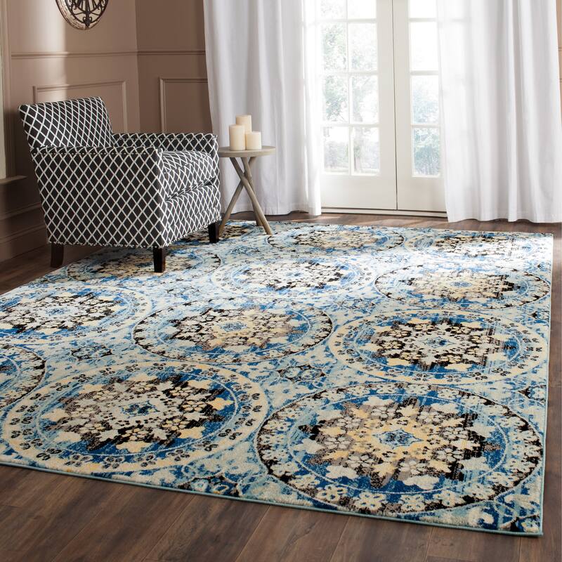 SAFAVIEH Evoke Dildora Distressed Vintage Boho Rug - 6'7" x 9' - Blue/Gold