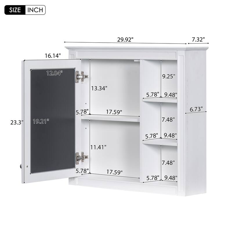 30'' x 28'' Medicine Cabinet, Wall Mounted Bathroom Storage Cabinet, Modern Bathroom Wall Cabinet with Mirror,Medicine Cabinet