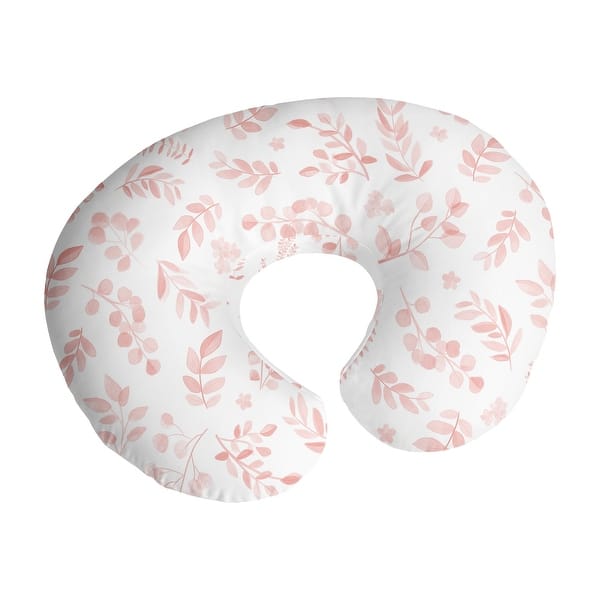 slide 2 of 6, Sweet Jojo Designs Blush Pink White Floral Leaf Girl Nursing Breastfeeding Pillow Cover Case (Pillow Not Included) Bohemian Chic