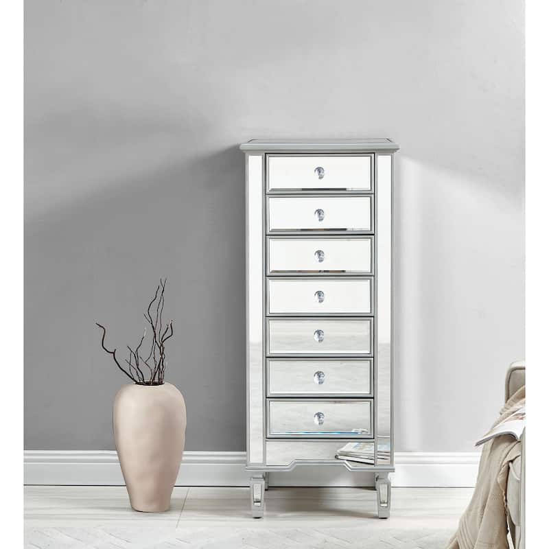 Lingerie Chest 7 drawers 20"W x 15"D x 48"H in antique silver paint