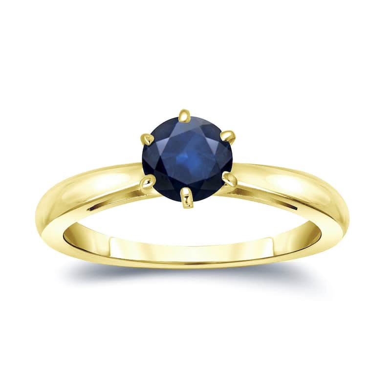 Auriya 14k Gold Blue Sapphire Solitaire Engagement Ring 1/2ct TGW - 4 - Yellow - Yellow