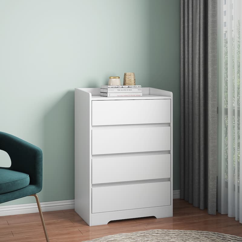 Roomfitters 4-Drawer Chest of Drawers Without Handle, Modern Minimalist Storage Cabinet, Bedroom Organizing Unit