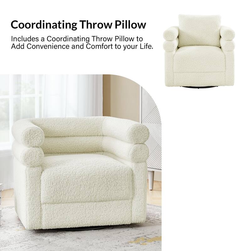 Rosa Modern Boucle Swivel Chair with Pillow Set of 2 by HULALA HOME