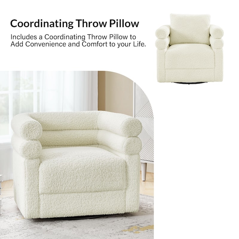 Rosa Modern Boucle Swivel Chair with Pillow by HULALA HOME