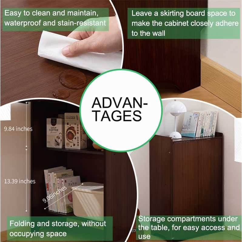 Bamboo Folding Desk with Built-in Socket & Hidden Storage, Foldable Computer Table for Small Spaces