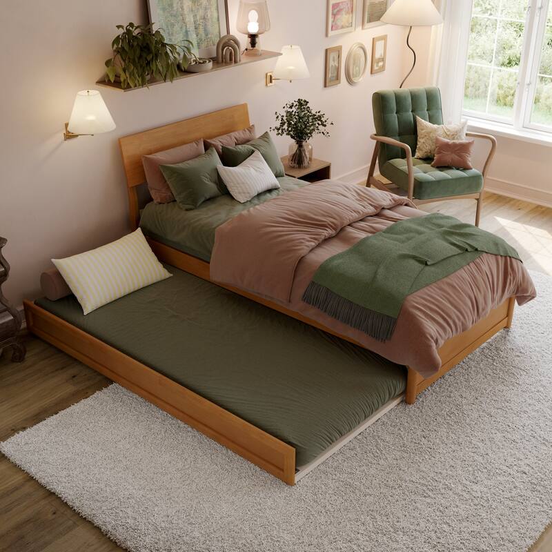 Norla Wood Platform Bed with Trundle