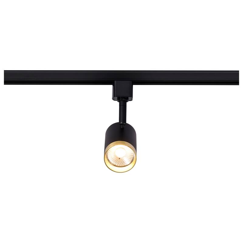 12 Watt LED Small Cylindrical Track Head 3000K Matte Black and Brushed Brass Finish