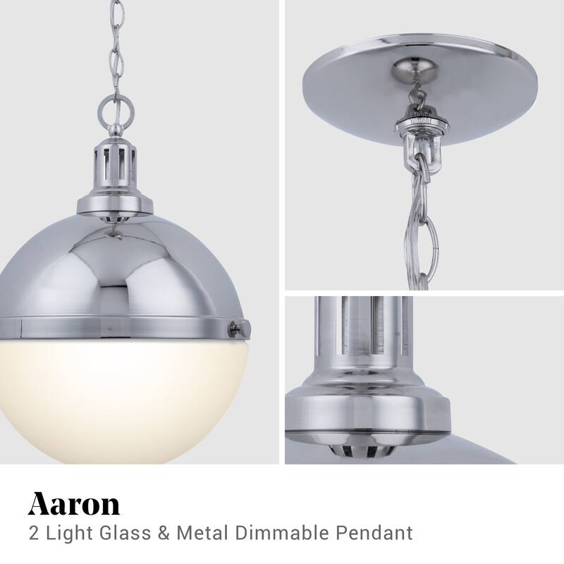 Brio Lighting Aaron - 2 Light Glass & Metal Dimmable Pendant Light