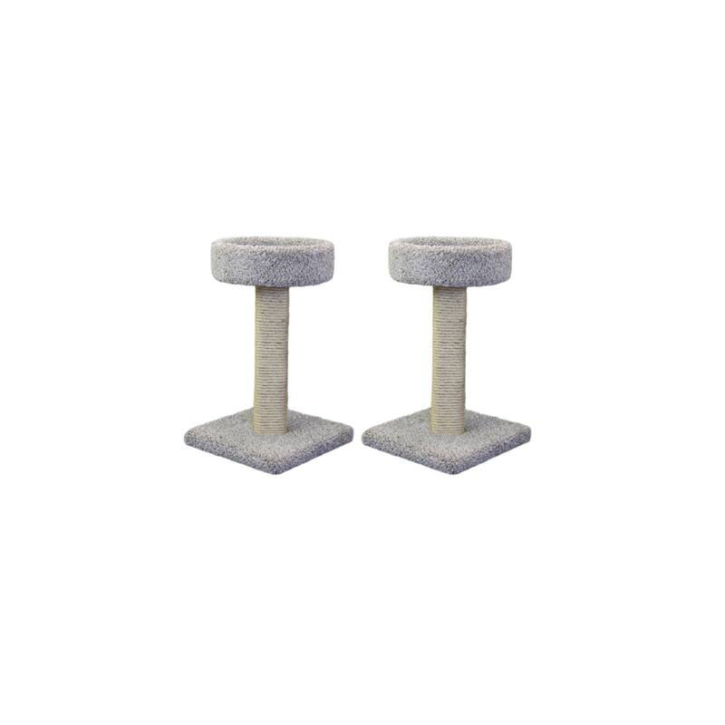 Set of Two Scratching Posts with Comfy Sleeping Perches and Sisal Rope for Active Indoor Cats
