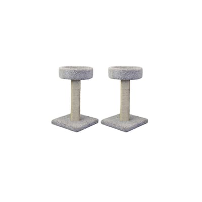 Set of Two Scratching Posts with Comfy Sleeping Perches and Sisal Rope for Active Indoor Cats