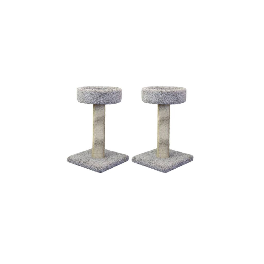 Set of Two Scratching Posts with Comfy Sleeping Perches and Sisal Rope for Active Indoor Cats