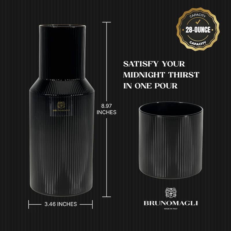 Bruno Magli Ribbed Carafe with Tumbler Lid - 28 oz