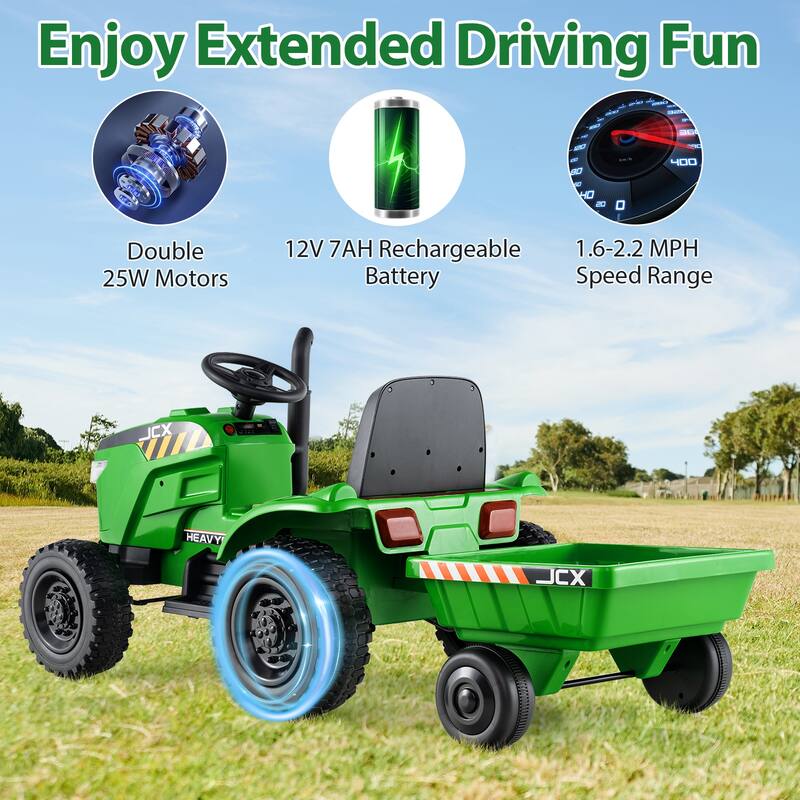 Gymax 2-in-1 Kids Ride On Tractor 12V Battery Powered Toy Car w/