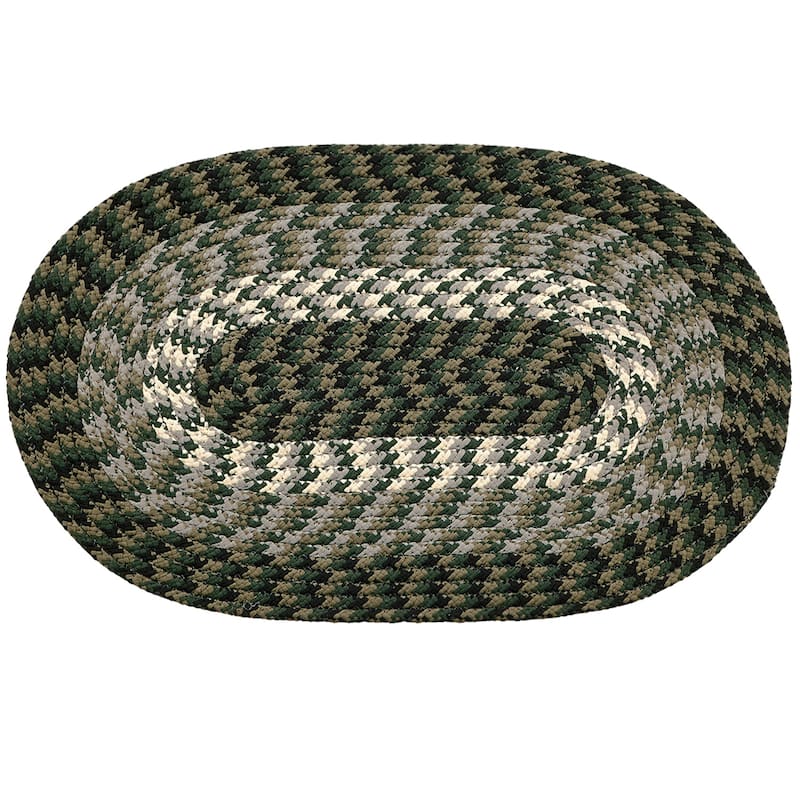 Better Trends Alpine Braid 100% Polypropylene Stain-resistant & Double-Sided Reversible Durable Indoor Area Utility Rug - 20" x 30" Oval - Hunter Stripe
