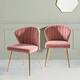 Milia Upholstered Premium Velvet Dining Chair (Set of 2) - PINK