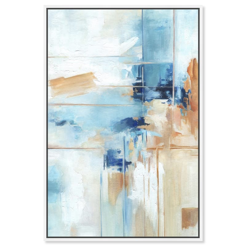 Art Remedy House Of Lines I Framed Blue Abstract 1 Piece Canvas Wall Art - 17 x 25 - White