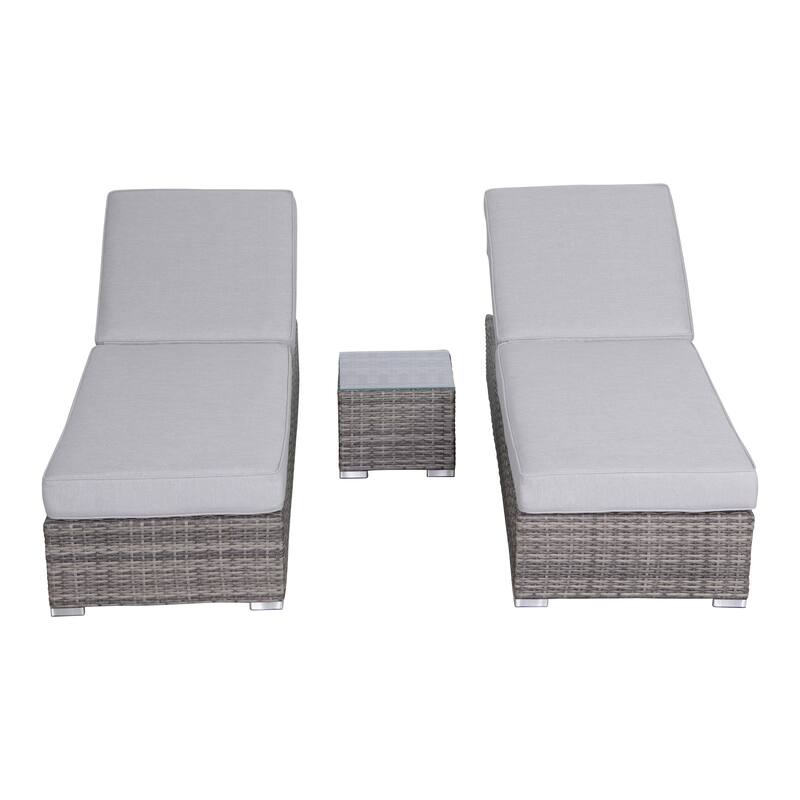 LSI 3 Piece Long Reclining Single Chaise with Cushions - N/A