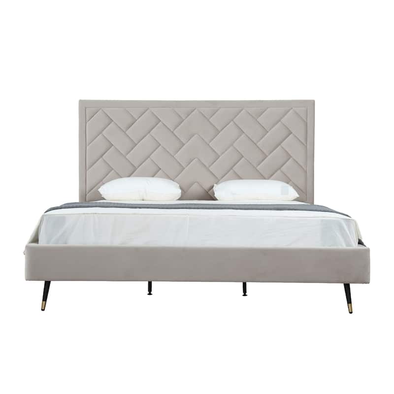 Manhattan Comfort Crosby Velvet Upholstered Bed