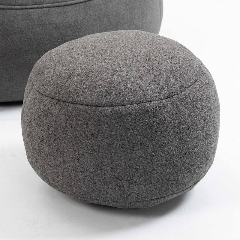Fluffy Bean Bag Chair with Memory Foam & Ottoman for Living Room, Bedroom - Yellow