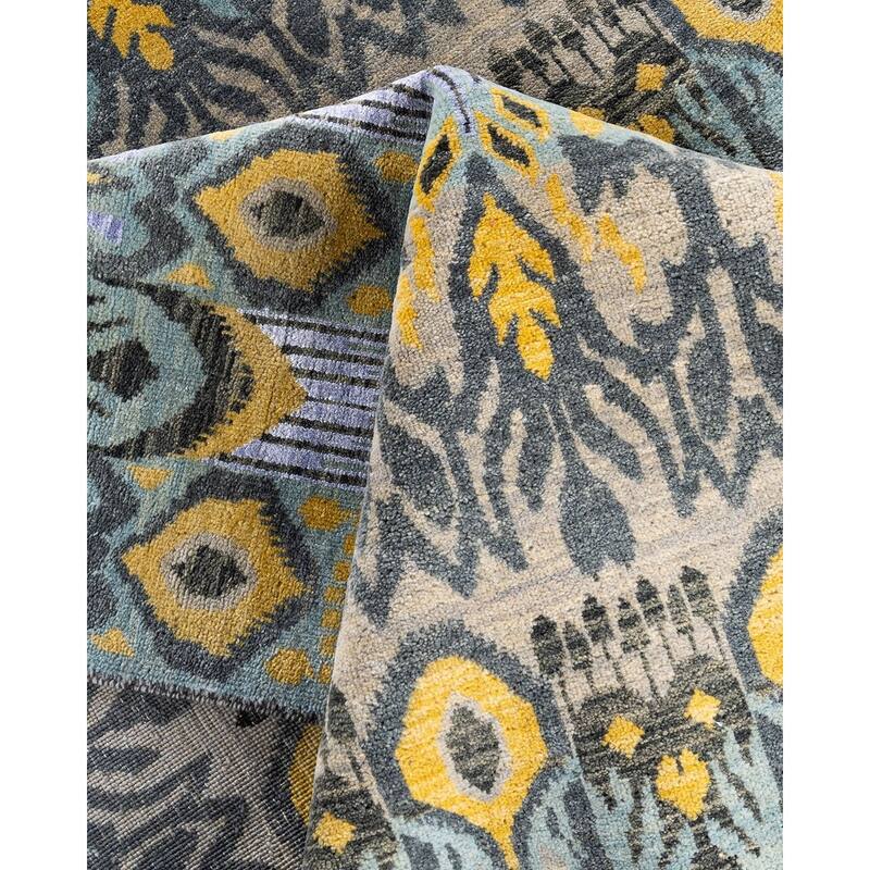 Ikat One-of-a-Kind Hand-Knotted Area Rug - Beige, 9' 1" x 12' 2" - 9' 1" x 12' 2"