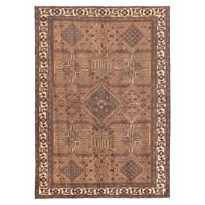 ECARPETGALLERY Hand-knotted Antalya Vintage Brown Wool Rug - 6'10 x 9'9