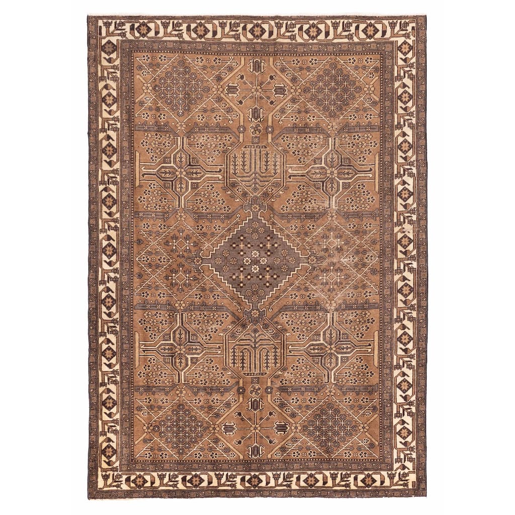 ECARPETGALLERY Hand-knotted Antalya Vintage Brown Wool Rug - 6'10 x 9'9