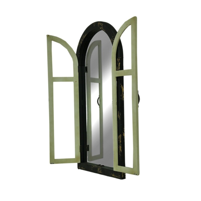 Shop Vintage Finish Wood Arched Window Frame Wall Mirror With