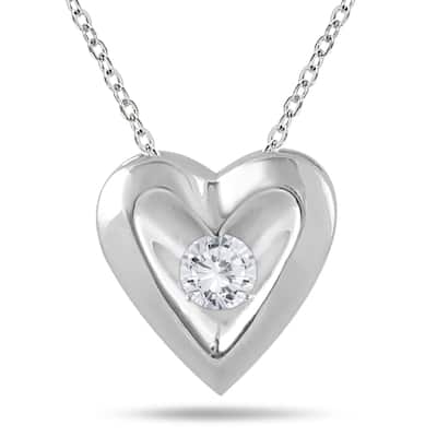 Marquee 1/4 Carat Diamond Heart Solitaire Pendant in 10K White Gold