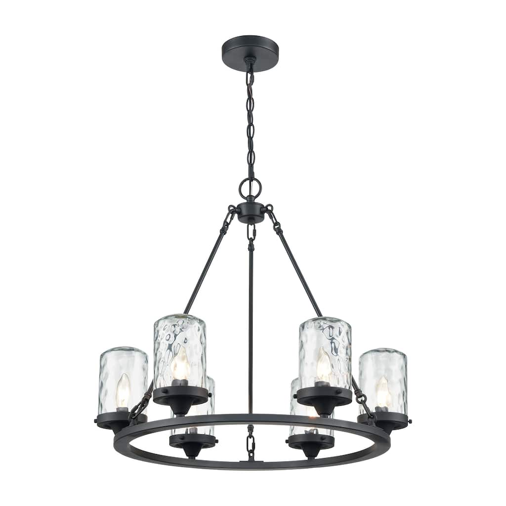 Atlas Lighting Torch 26'' Wide 6-Light Outdoor Pendant - Charcoal Black - 26 inch W