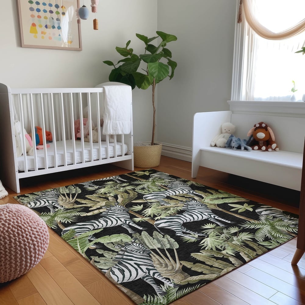 Premium Washable Super Soft Zebra Palm Tree Mayfield Rug