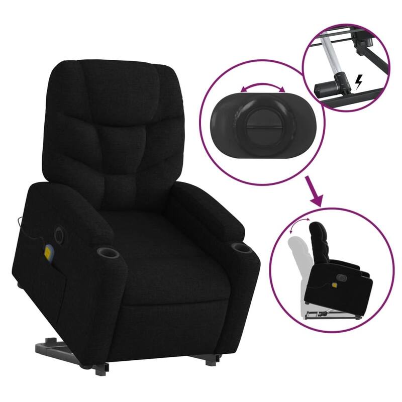 vidaXL Stand up Massage Recliner Chair Light Gray Fabric