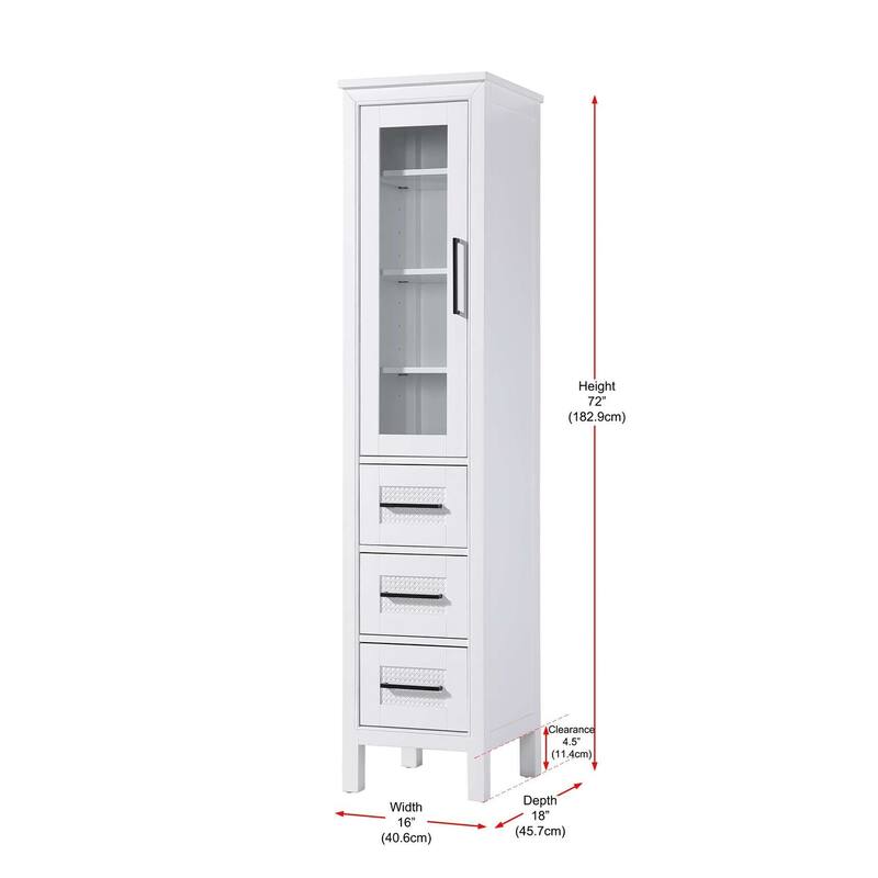 Winslow 16-28 Inch Bath Storage Glass Cabinet