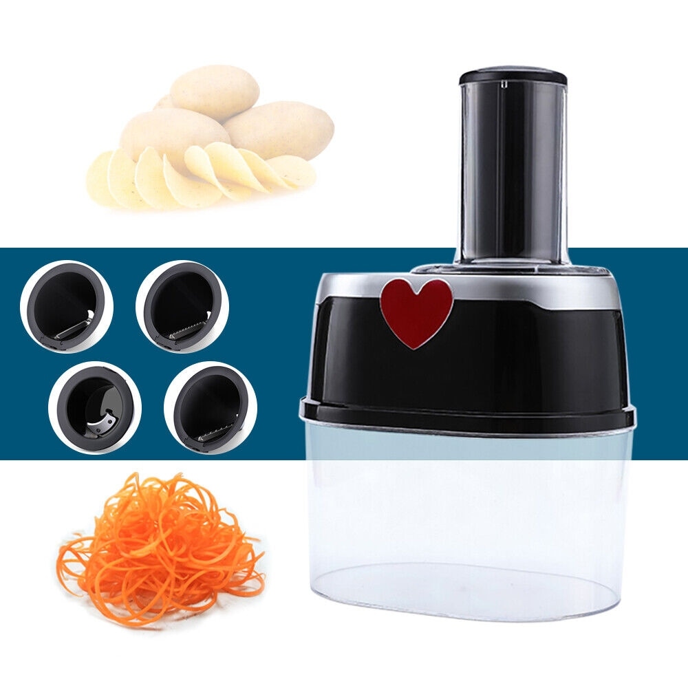 Manual Vegetable & Fruit & Cheese & Nut Slicer, Hand Crank Spiral Slicer,  Salad Maker With 3 Interchangeable Stainless Steel Blades