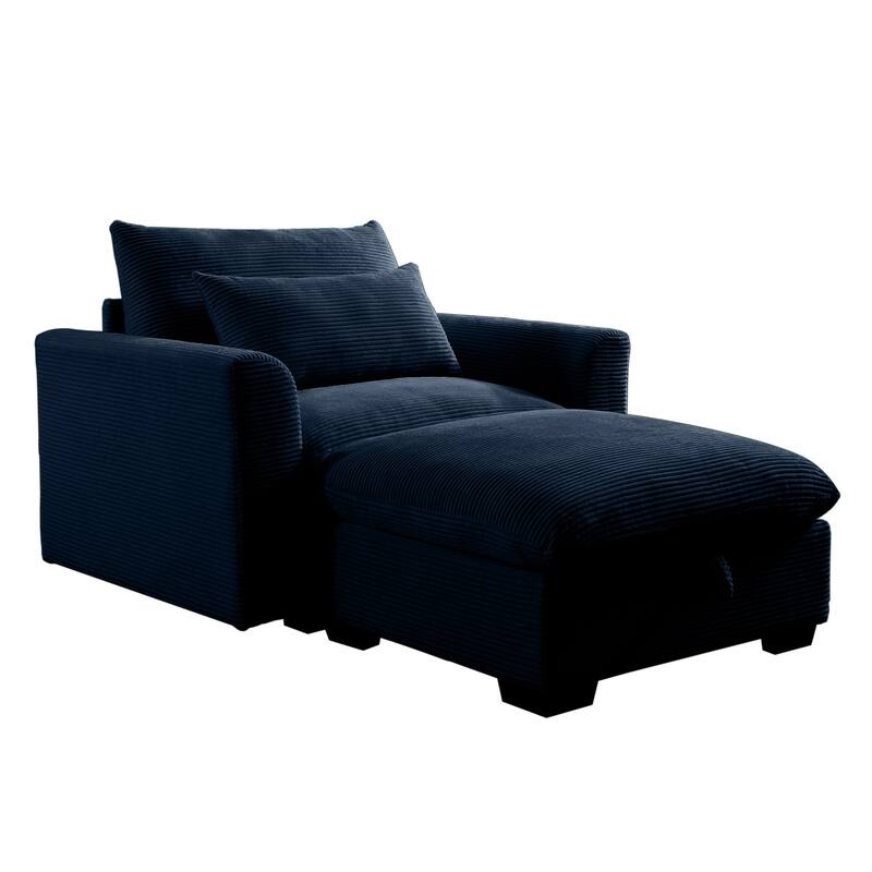 Corduroy Sofa Couch, Modular Couch with Storage Ottoman,Couch Deep Seat Couches for Modern Living Room/Apartment/Office