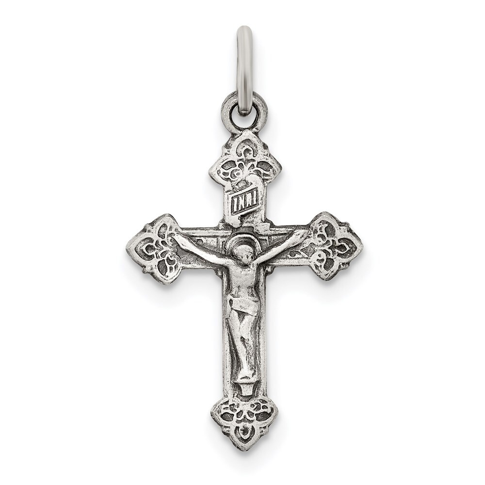Sterling Silver Antiqued INRI Crucifix Pendant Sterling Silver Antiqued INRI Crucifix Pendant