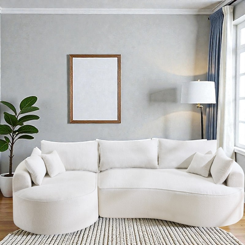 124.5 Inch Oversized Cloud Sofa, Modern Boneless Chenille Couch with Pillows, No Assembly Sofa for Living Room - White