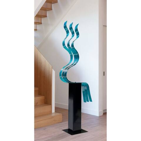 Statements2000 Extra Large Aqua Abstract Metal Garden Sculpture Indoor/Outdoor Decor by Jon Allen - Aqua Transitions 24