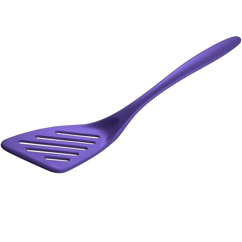 Hutzler 12.5 Inch Melamine Angled Slotted Turner Spatula - Violet