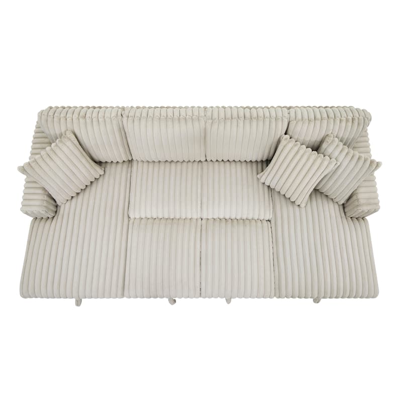 Roomfitters Oversized U Shaped Sleeper Sofa with Pull Out Bed, Modular Sectional Couch with Storage Chaise, Khaki