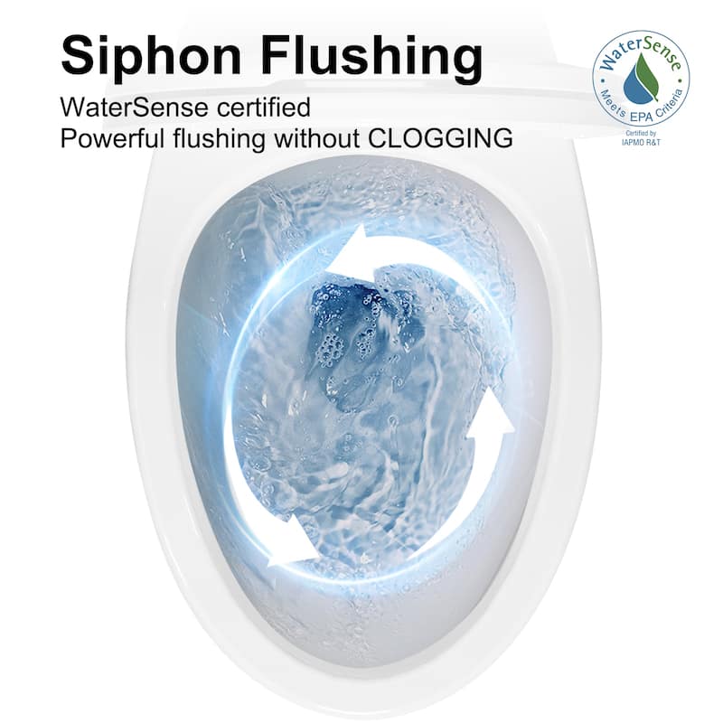 Two-piece 1.28 GPF Single Flush ADA Chair Height Elongated Toilet Map Flush 1000g, Soft-Close Seat Included