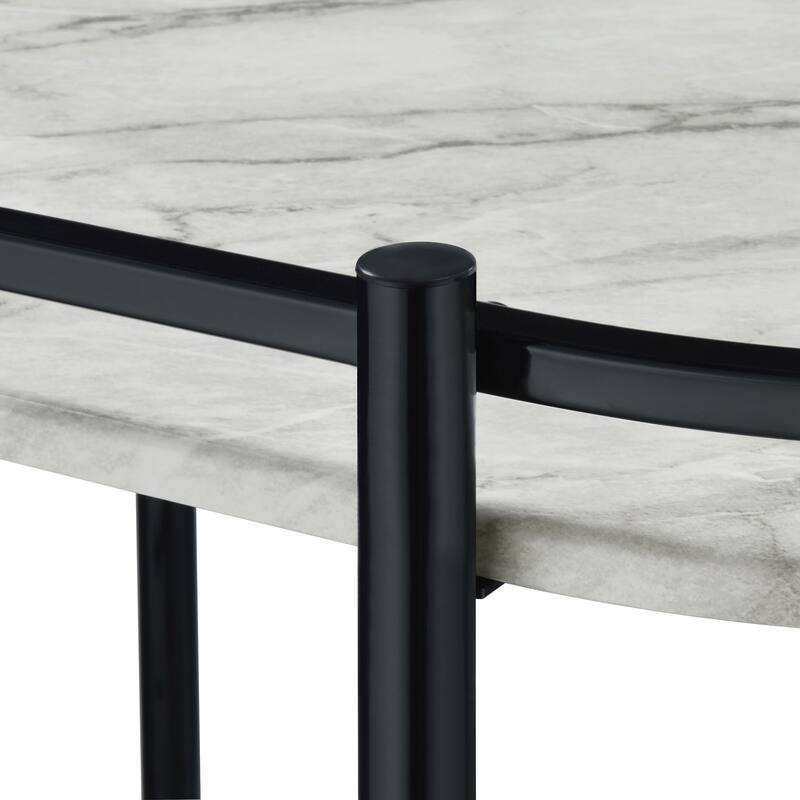Desiree 2-tier Faux Marble Shelf Metal Bar Cart