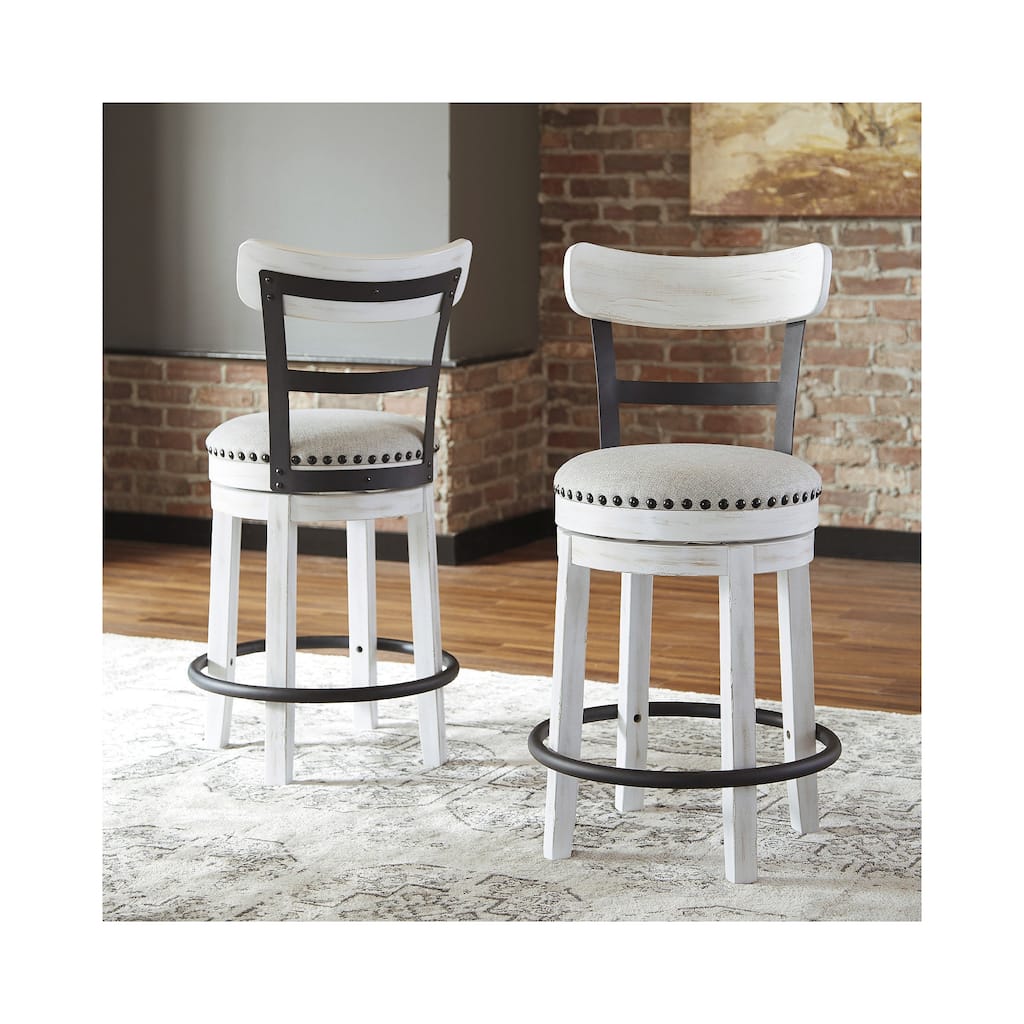 Valebeck White Counter Height Swivel Stool - 19.25" W x 19.25" D x 36.88" H