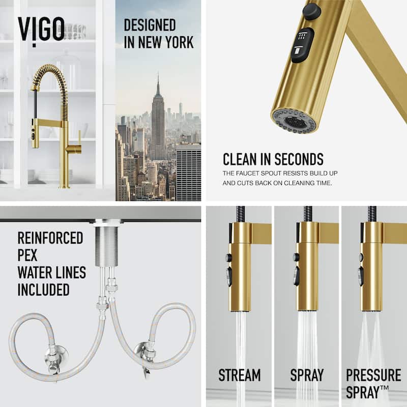 VIGO Edison Pro 20" H Single Handle Pull-Down Sprayer Kitchen Faucet