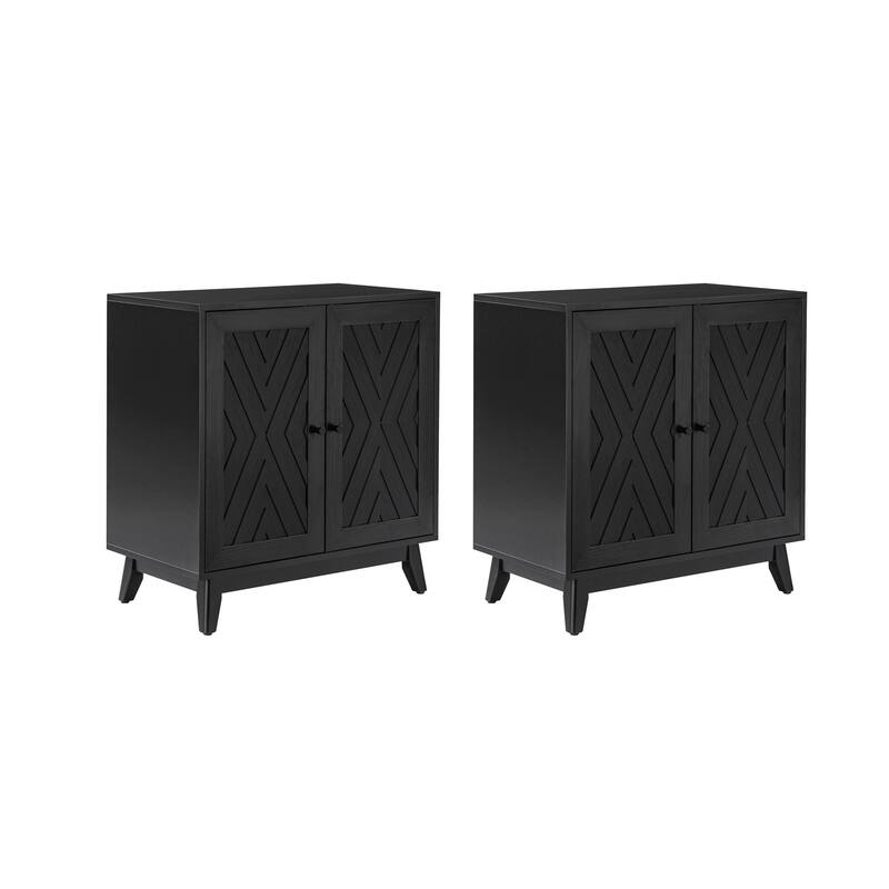 Joseph Midcentury 30"Tall 2 Door Accent Cabinet Set of 2 by HULALA HOME