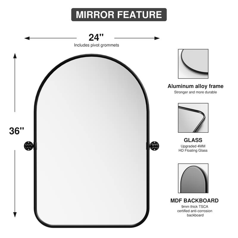 Iron Frame Arched Wall Mirror - 36*24
