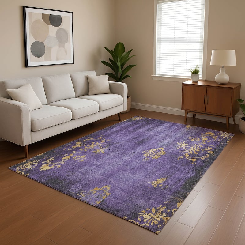 Premium Washable Super Soft Modern Glam Mayfield Rug - Purple - 10' x 14'