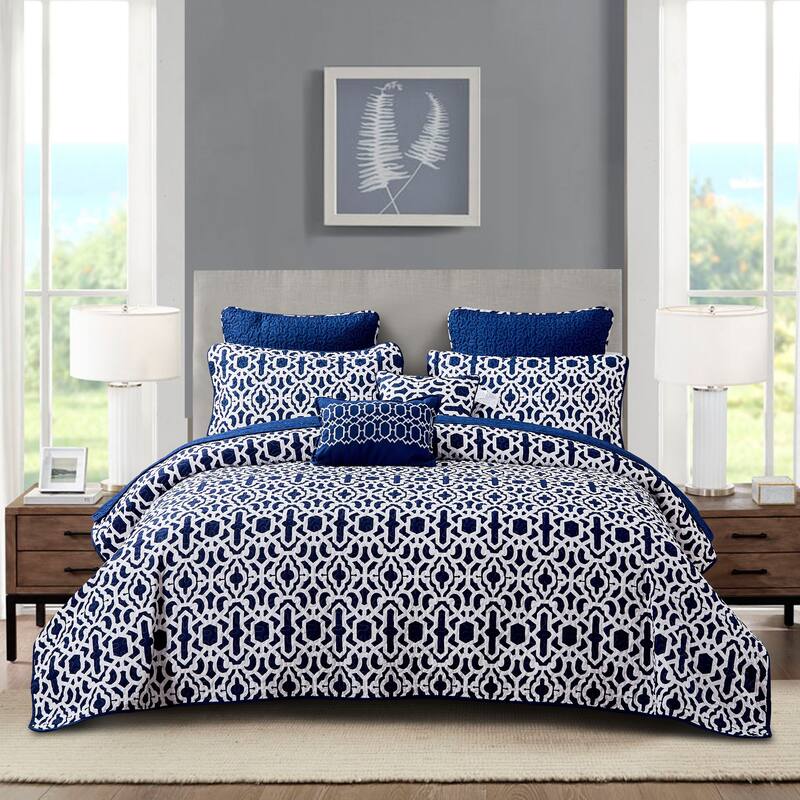 Serenta Montgomery Printed Microfiber 7-piece Quilt Set - Queen