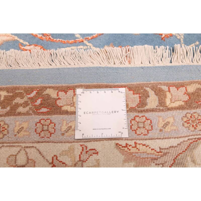 ECARPETGALLERY Hand-knotted Mirzapur Blue Viscose, Wool Rug - 6'3 x 9'10