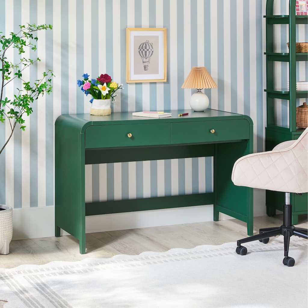 Walker Edison Modern Curve Design Writing Desk